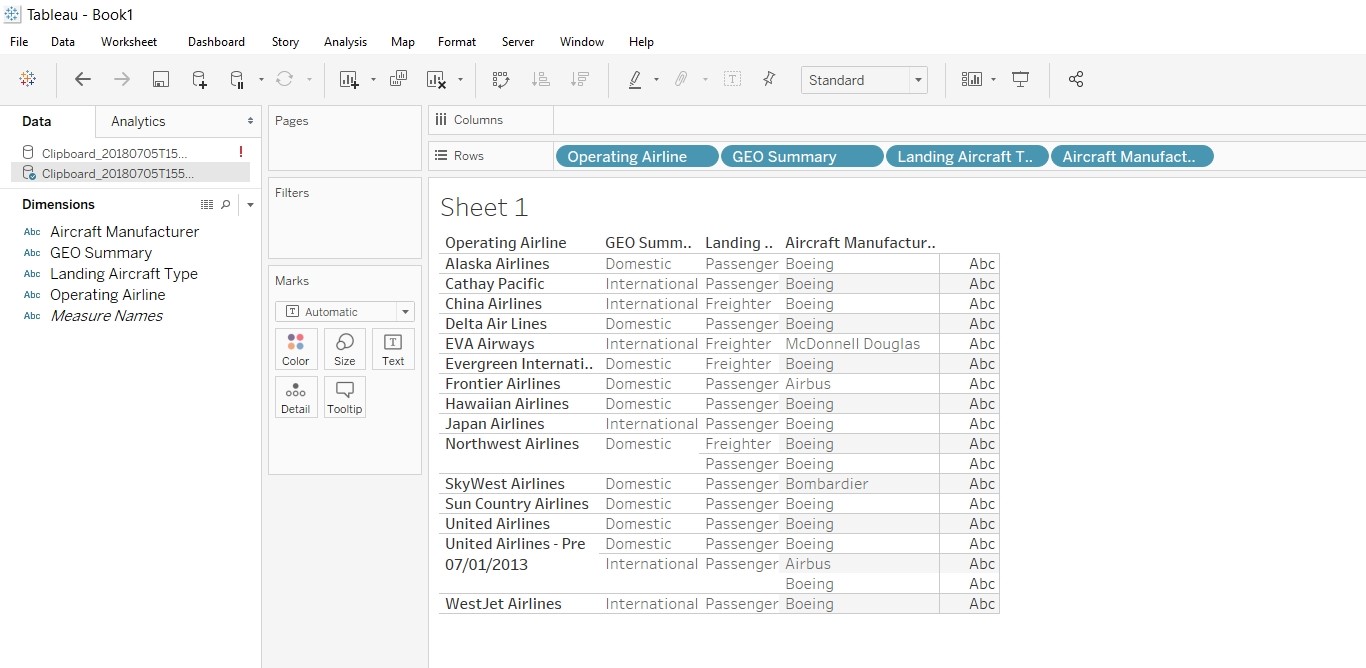 Tableau Data