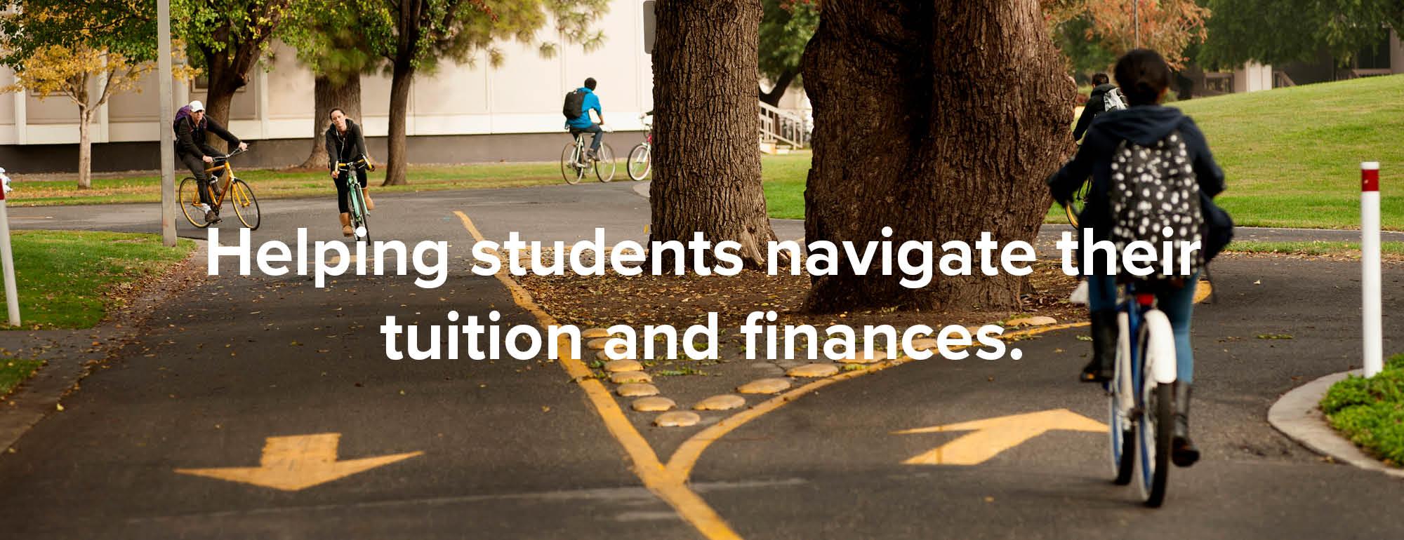 Students on two-directional bike path